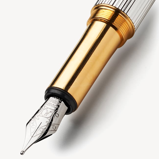 Regent Fountain Pen Sterling Silver 925 with 23ct Gold