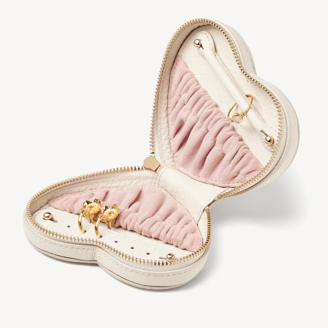 Medium Heart Jewellery Case Ivory Pebble
