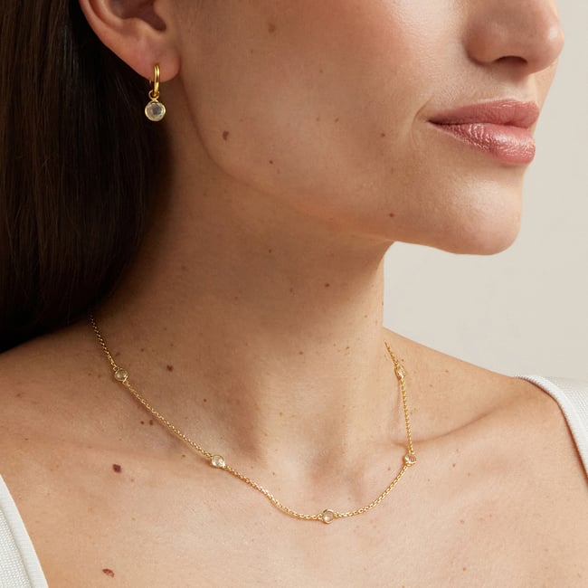 Gemstone Necklace White Topaz & 18ct Gold Vermeil
