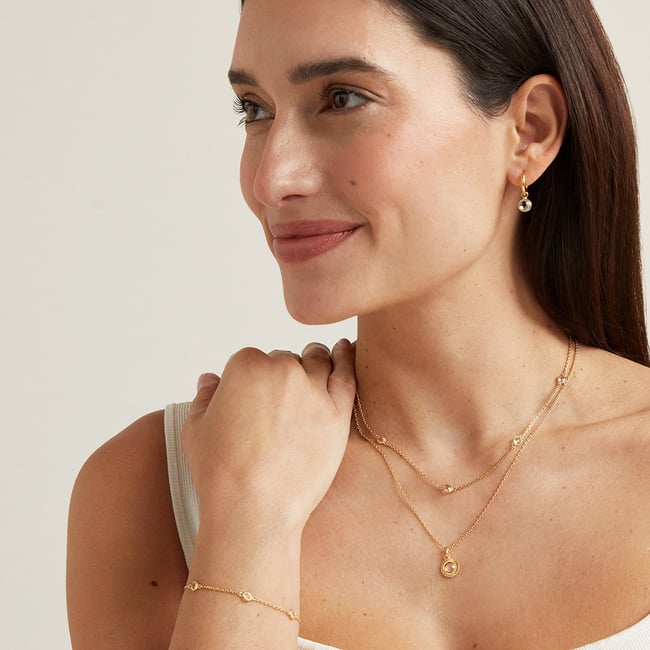 Gemstone Necklace White Topaz & 18ct Gold Vermeil