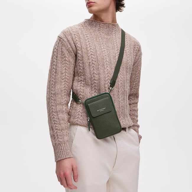 Reporter Crossbody Phone Bag Forest Green Pebble