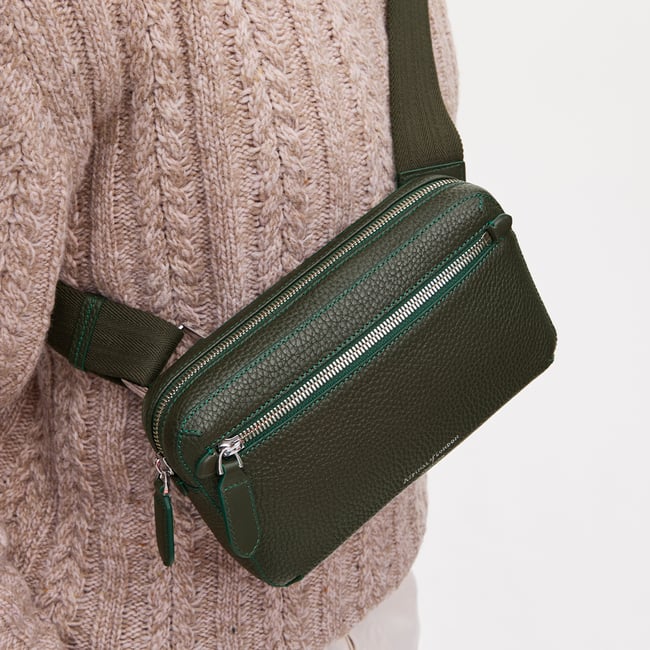 Reporter Compact Crossbody Forest Green Pebble