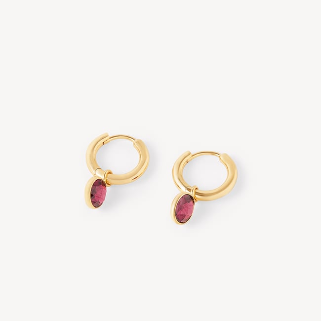Gemstone Huggie Earrings Rhodolite Garnet & 18ct Gold Vermeil