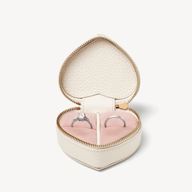 Heart Ring Box Ivory Pebble