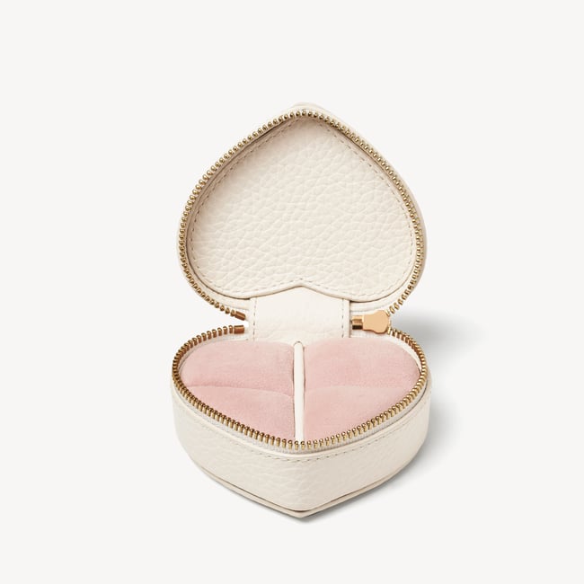 Heart Ring Box Ivory Pebble