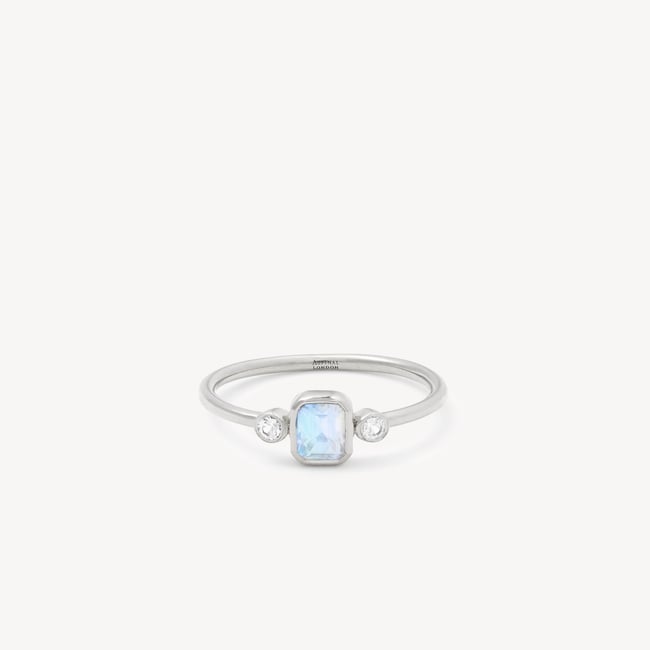 Gemstone Ring Rainbow Moonstone & Sterling Silver 925