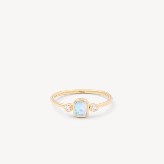 Gemstone Ring Rainbow Moonstone & 18ct Gold Vermeil