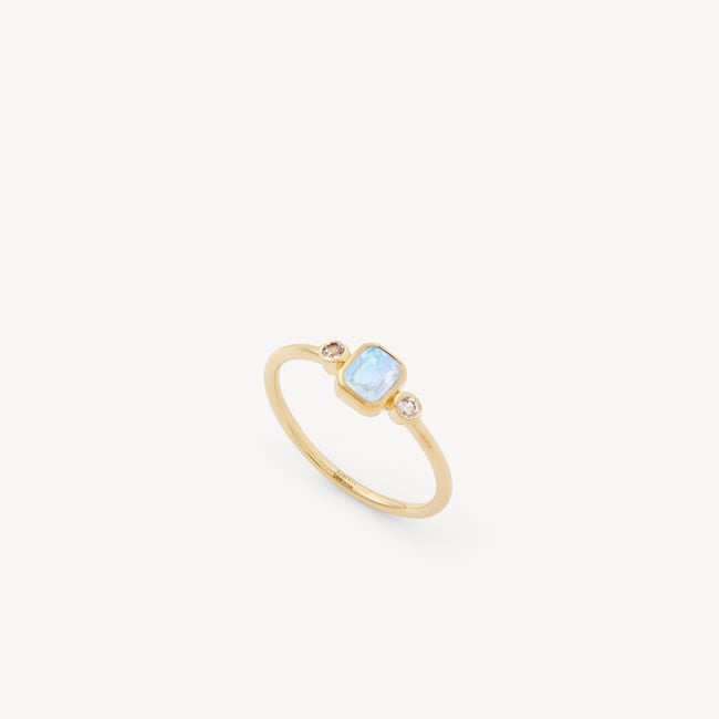 Gemstone Ring Rainbow Moonstone & 18ct Gold Vermeil