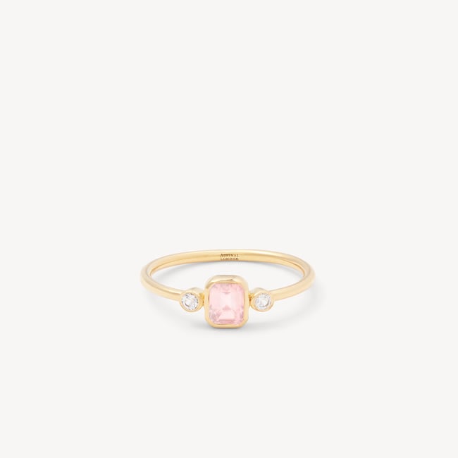 Gemstone Ring Rose Quartz & 18ct Gold Vermeil