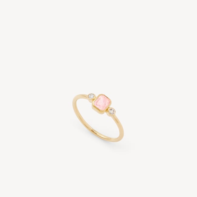 Gemstone Ring Rose Quartz & 18ct Gold Vermeil