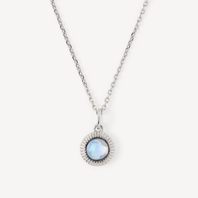 Gemstone Pendant Necklace Rainbow Moonstone & Sterling Silver 925