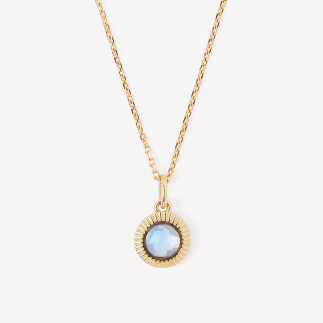 Gemstone Pendant Necklace Rainbow Moonstone & 18ct Gold Vermeil