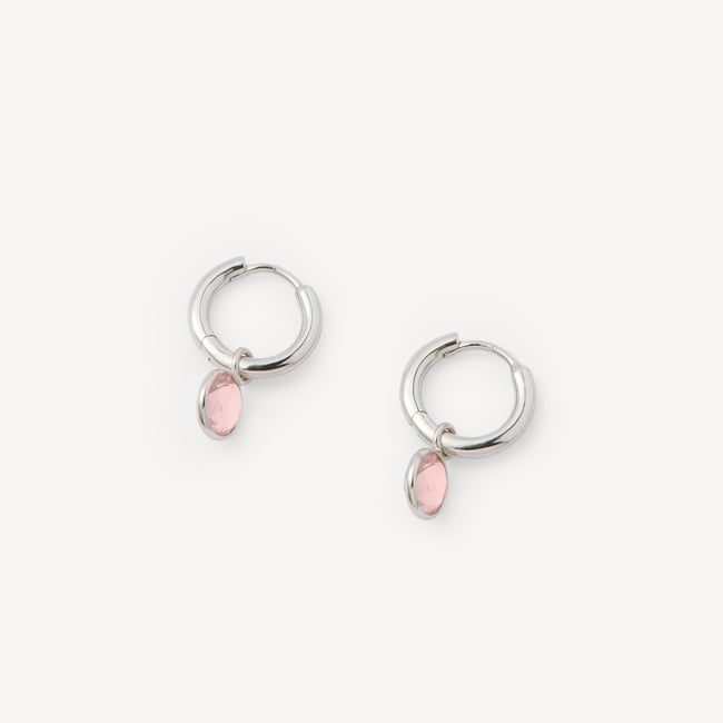 Gemstone Huggie Earrings Rose Quartz & Sterling Silver 925