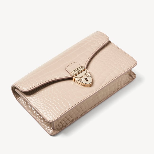 Mayfair®Clutch Soft Taupe Patent Croc