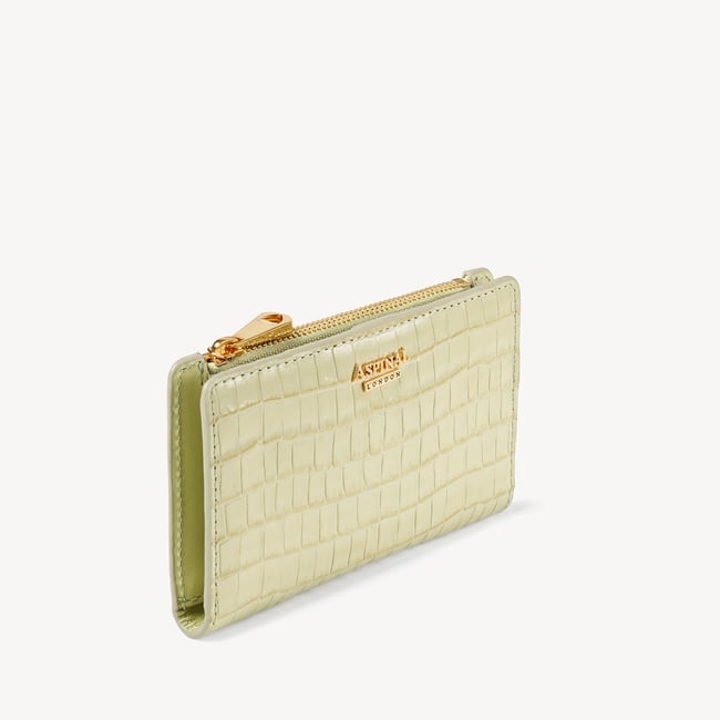 Mayfair® Coin & Card Wallet Deep Shine Pistachio Small Croc