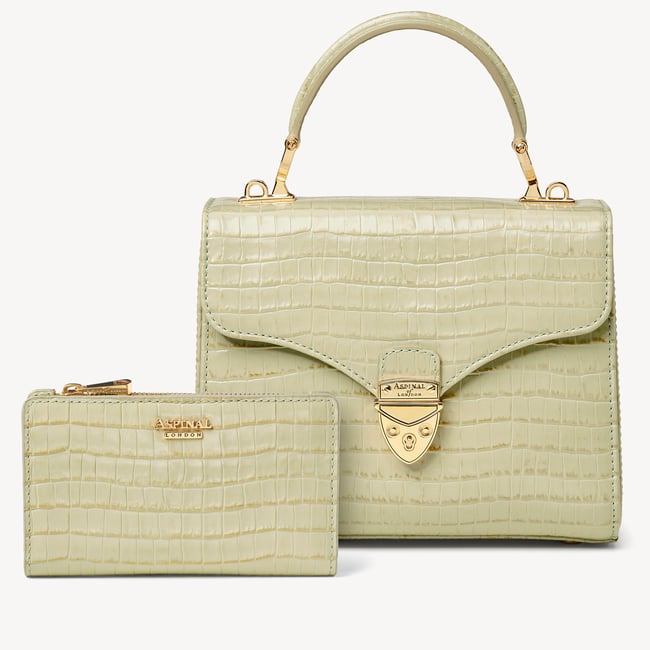 Mayfair® Coin & Card Wallet Deep Shine Pistachio Small Croc