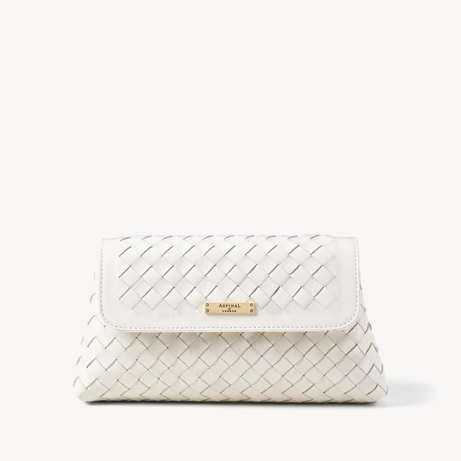 Sunrise Sunset Clutch Chalk White Woven Leather