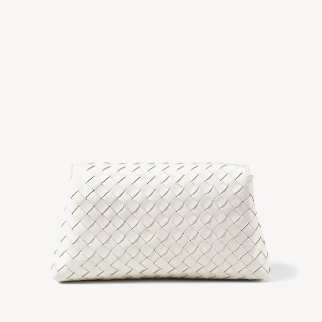 Sunrise Sunset Clutch Chalk White Woven Leather