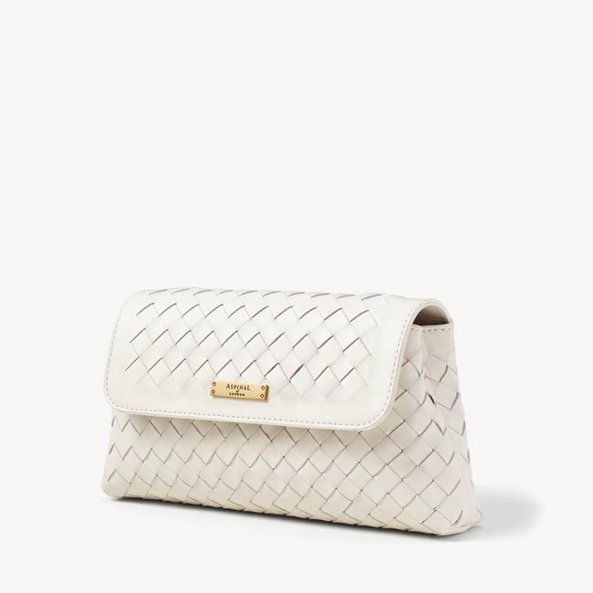 Sunrise Sunset Clutch Chalk White Woven Leather