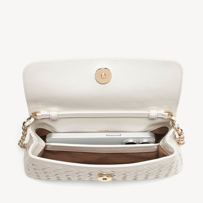 Sunrise Sunset Clutch Chalk White Woven Leather