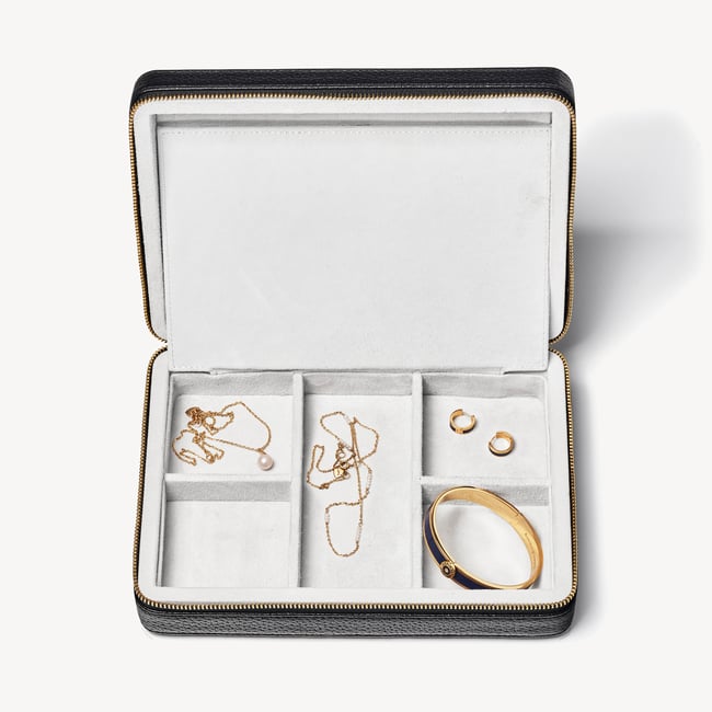 Large Travel Jewellery Case Black Pebble