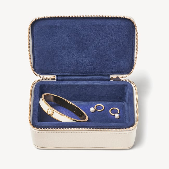 Medium Travel Jewellery Case Ivory Pebble