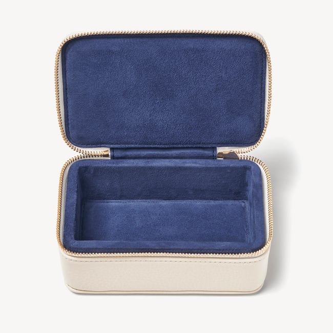 Medium Travel Jewellery Case Ivory Pebble