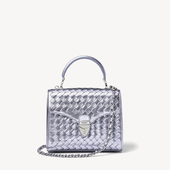 Midi Mayfair® Blue Metallic Woven Leather