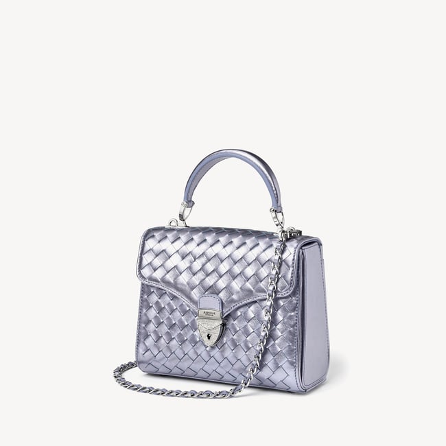 Midi Mayfair® Blue Metallic Woven Leather