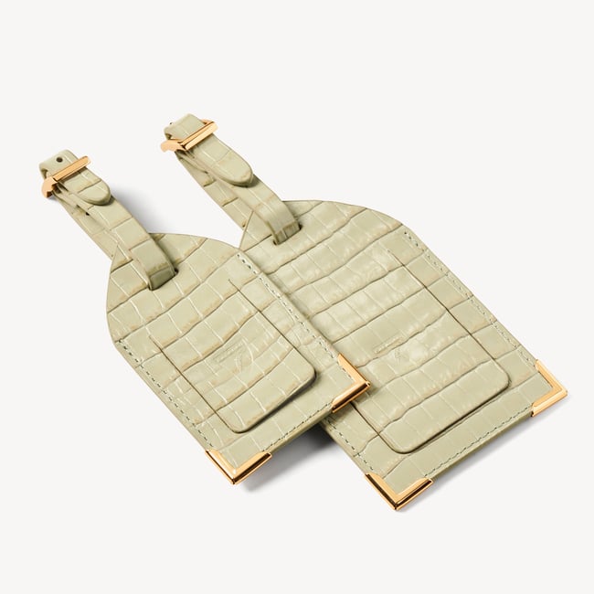 Set of 2 Luggage Tags Deep Shine Pistachio Small Croc