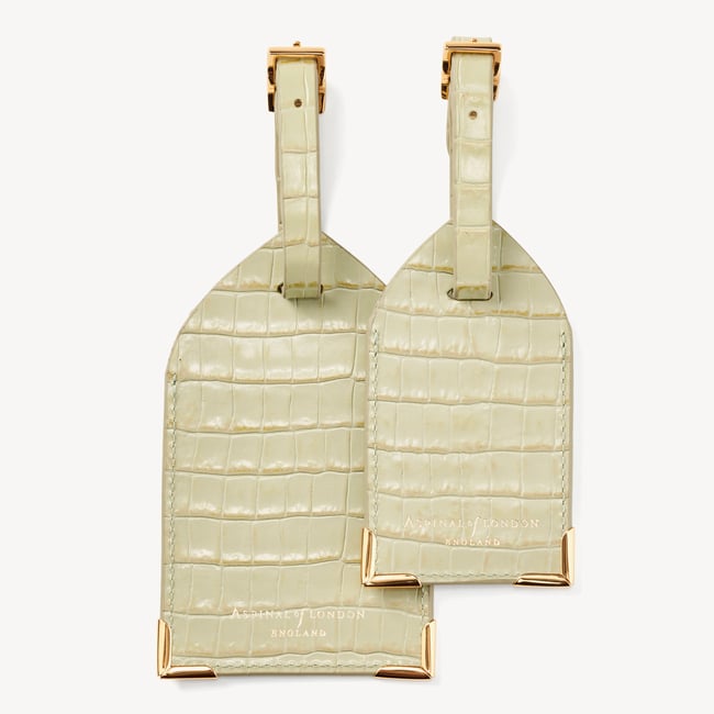 Set of 2 Luggage Tags Deep Shine Pistachio Small Croc