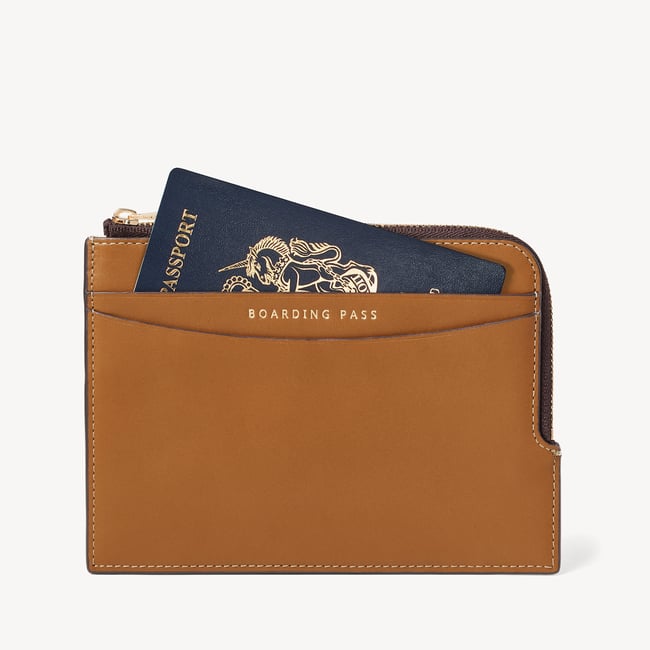 Zipped Travel Wallet Smooth Tan