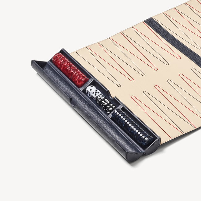 Travel Backgammon Set Navy Pebble