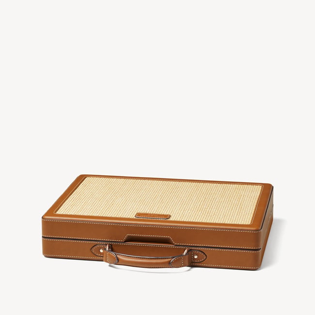 Raffia Backgammon Set Natural Raffia & Smooth Tan