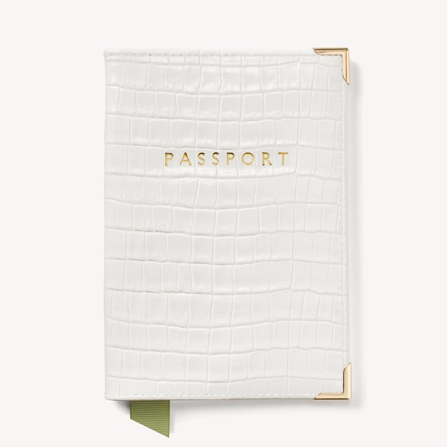 Passport Cover Deep Shine Chalk White Small Croc