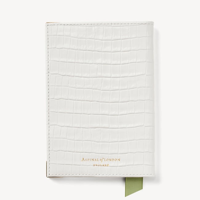 Passport Cover Deep Shine Chalk White Small Croc