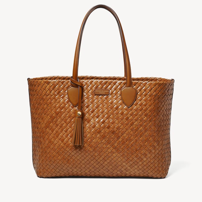 Large Island Tote Tan Woven Leather
