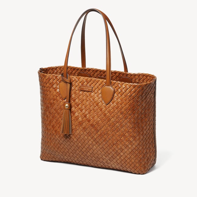 Large Island Tote Tan Woven Leather