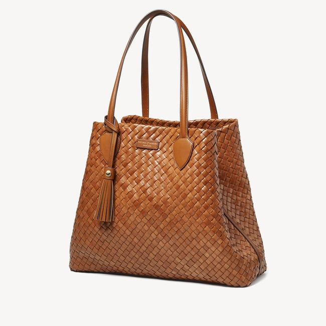 Large Island Tote Tan Woven Leather