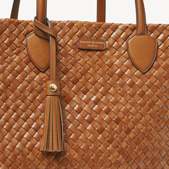 Large Island Tote Tan Woven Leather