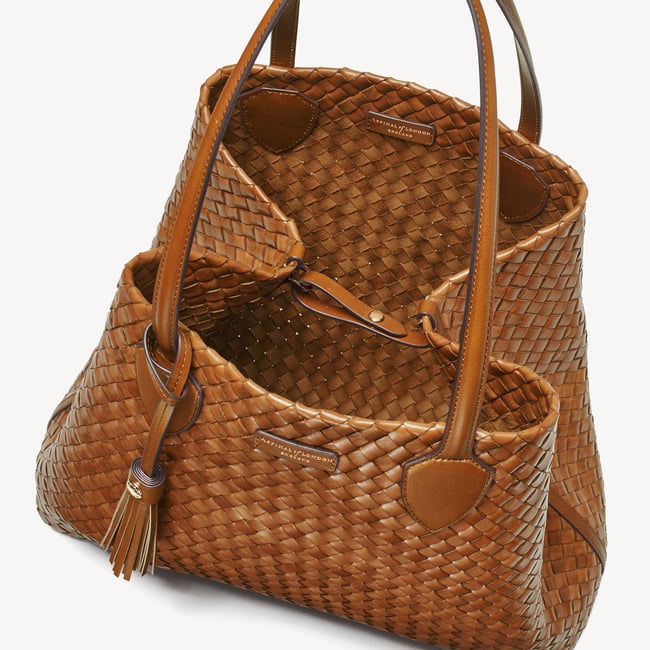 Large Island Tote Tan Woven Leather