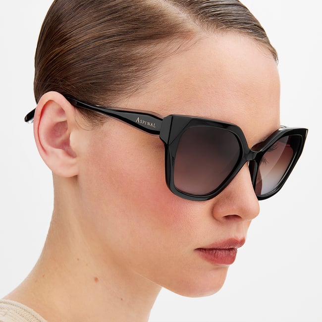 Como Square Sunglasses Black Crystal 