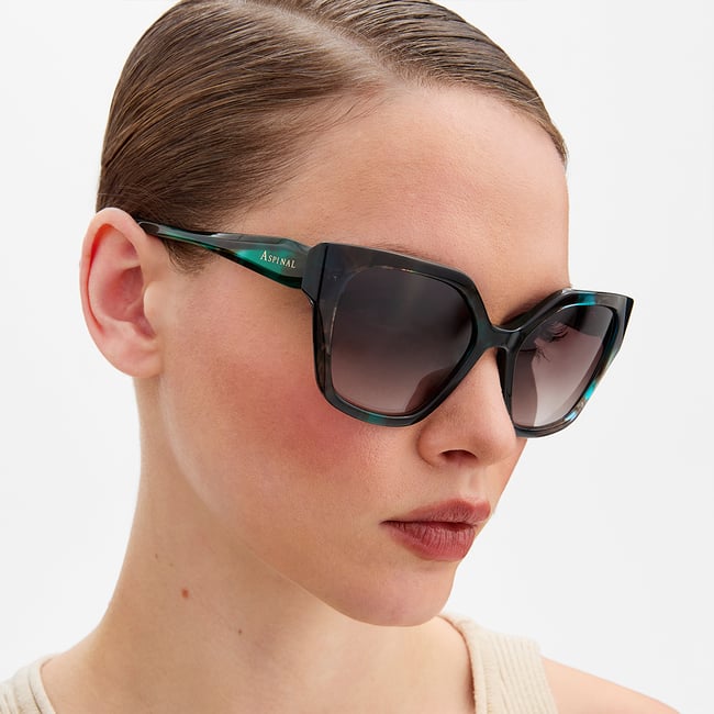 Como Square Sunglasses Teal Marble 