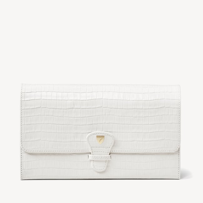 Travel Wallet Deep Shine Chalk White Small Croc