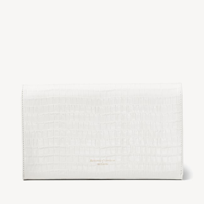 Travel Wallet Deep Shine Chalk White Small Croc