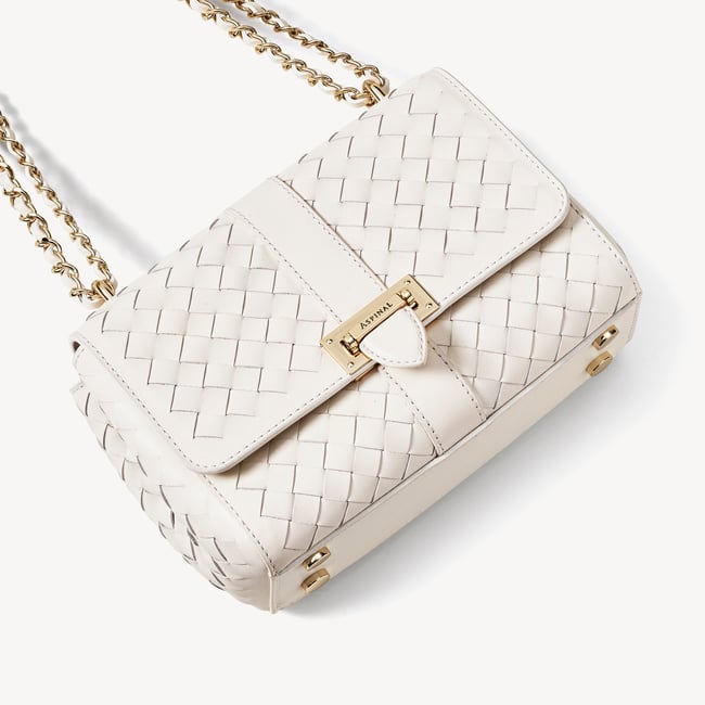 Lottie Chalk White Woven Leather