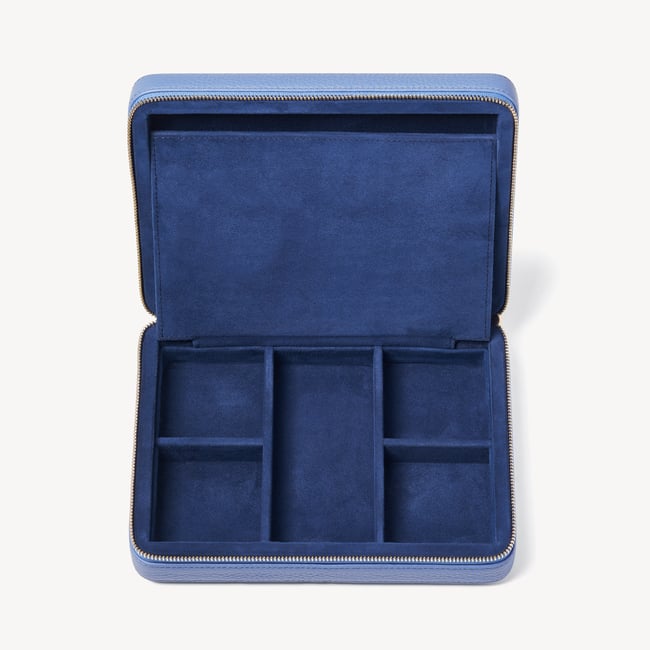 Large Travel Jewellery Case Capri Blue Pebble