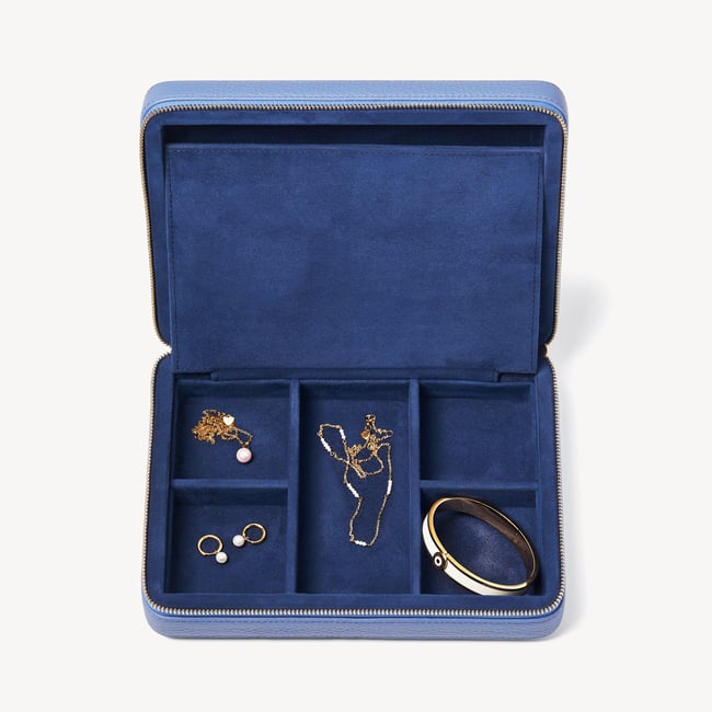 Large Travel Jewellery Case Capri Blue Pebble