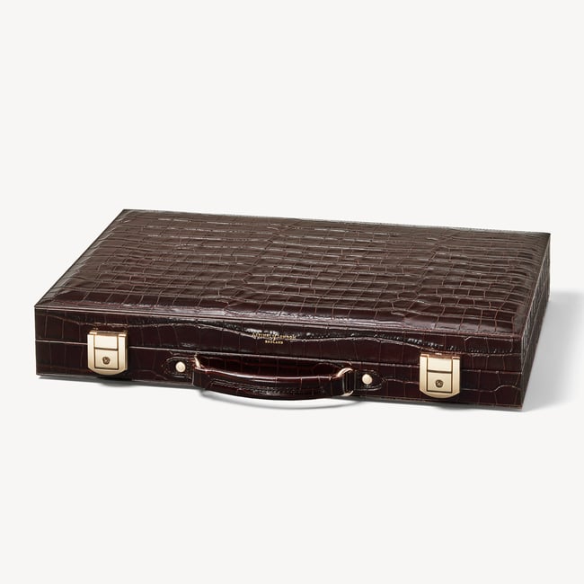 17-inch Backgammon Set Deep Shine Amazon Brown Croc
