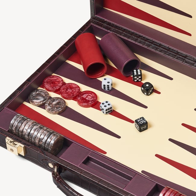 17-inch Backgammon Set Deep Shine Amazon Brown Croc